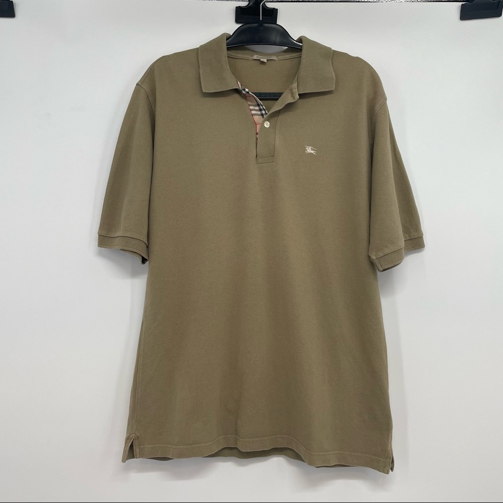 BURBERRY LONDON POLO NOVA CHECK PIQUE COTTON SHORT SLEEVE  SIZE M